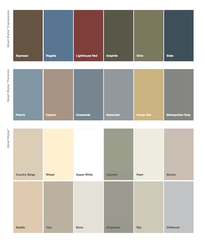 CraneBoard Siding Colors.